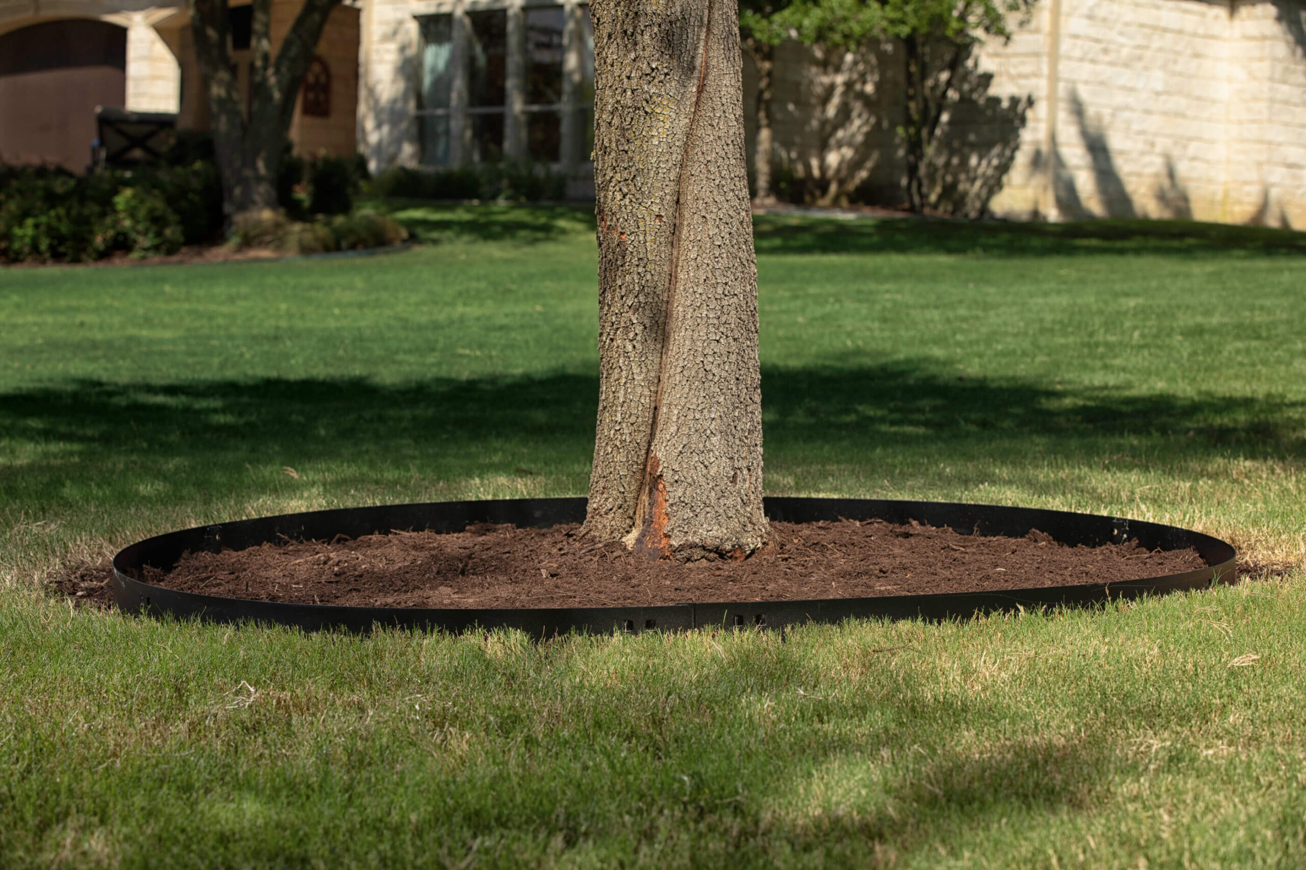 steel tree rings installed around a tree