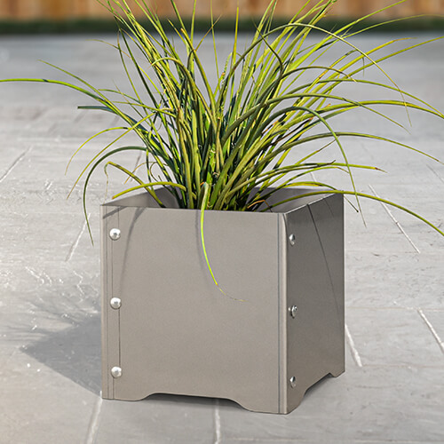 FloraForm® Steel Planters - Colmet® 14 in. x 14 in. x 14 in. 490 Planter - Stainless Steel